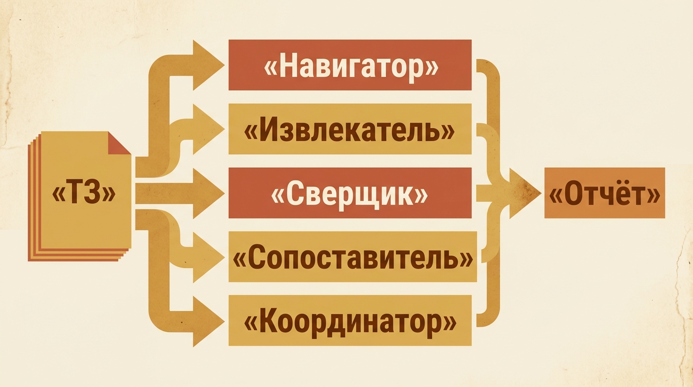 Что такое сеть ИИ-агентов простыми словами: как мы собрали команду из пяти ролей для разбора техзадания