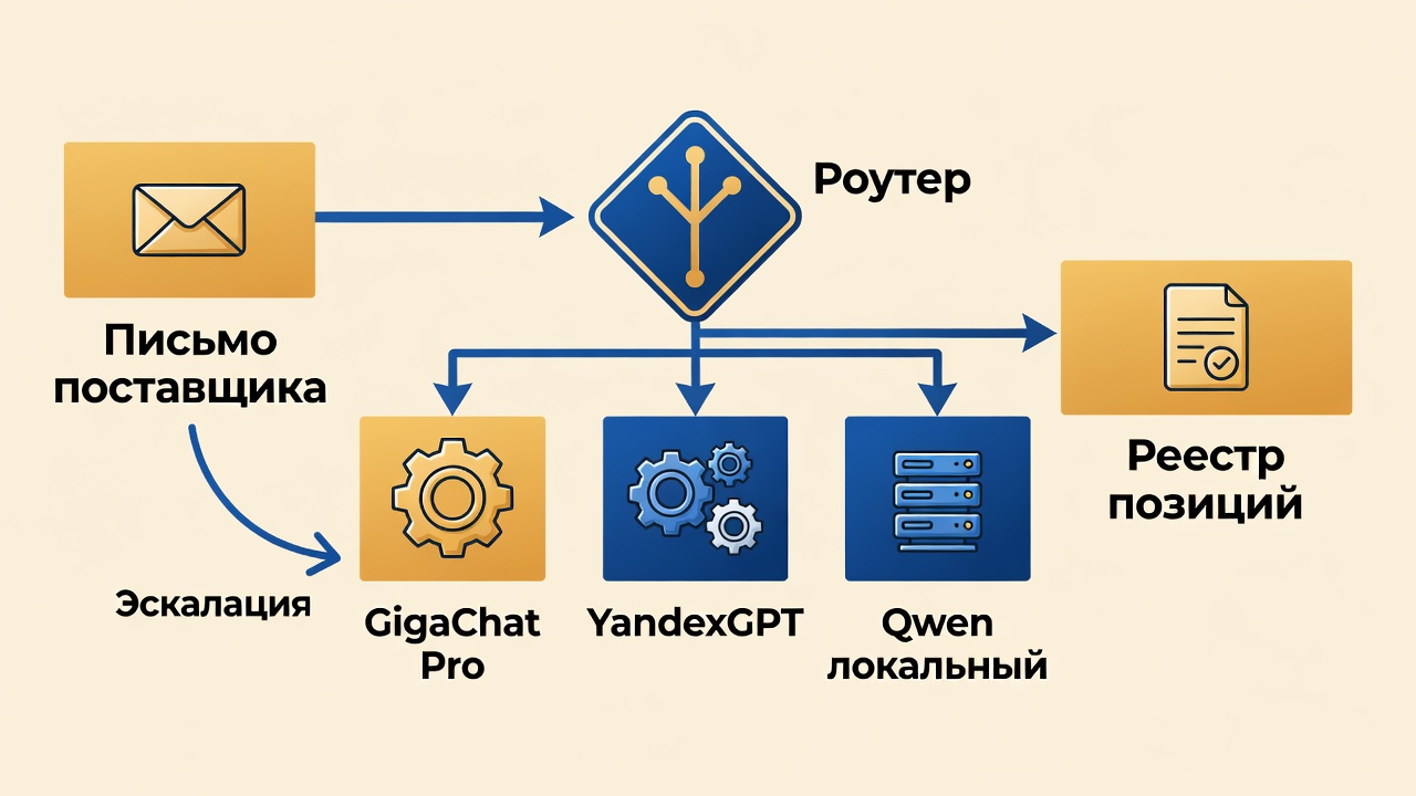 Один ИИ-агент — три модели: как мы разложили шаги между GigaChat Pro, YandexGPT и локальным Qwen